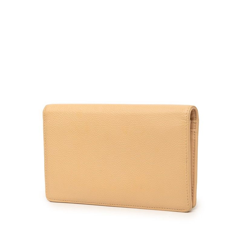 Chanel CC Logo Wallet Beige Caviar Leather — view 2