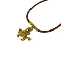Hermes Choker Kite Leather Brown Gold Pegasus Motif Necklace