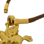 Hermes Choker Kite Leather Brown Gold Pegasus Motif Necklace — view 5