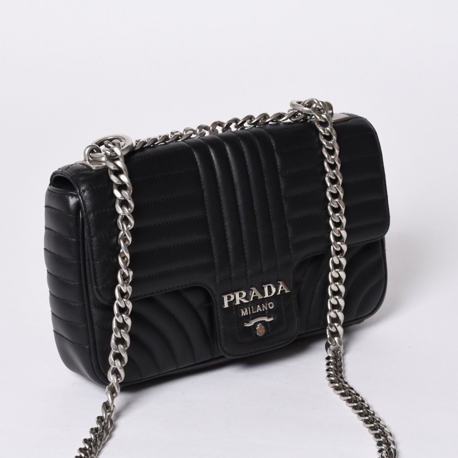 Prada Chain Flap Diagram Quilted Leather Medium Shoulder Bag — view 3