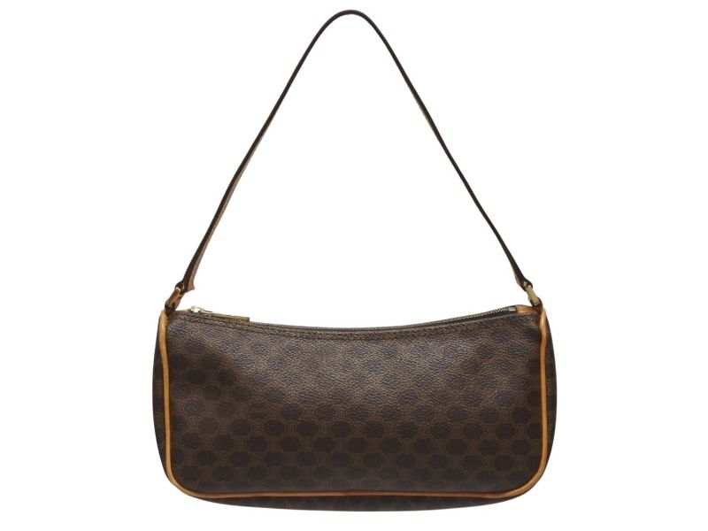 Celine Hobo Mini Andbag Pouch Macadam Pattern Brown