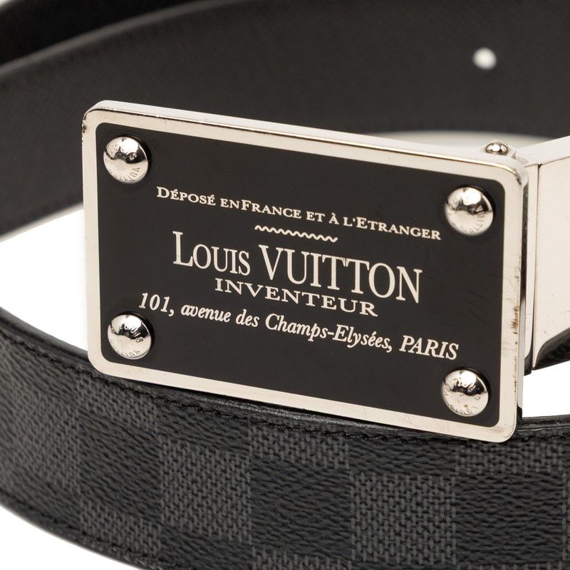 Louis Vuitton Damier Graphite Ceinture Aventure 90 36 Black Leather 1- Belt — view 4