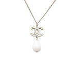 Chanel CC Logo Pendant Silver White Metal — view 2