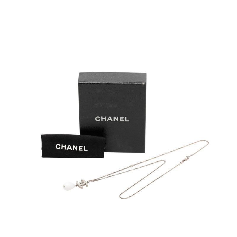 Chanel CC Logo Pendant Silver White Metal — view 6