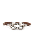 Hermes Atame Bracelet Brown Silver Metal Leather