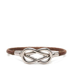 Hermes Atame Bracelet Brown Silver Metal Leather
