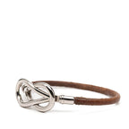 Hermes Atame Bracelet Brown Silver Metal Leather — view 2