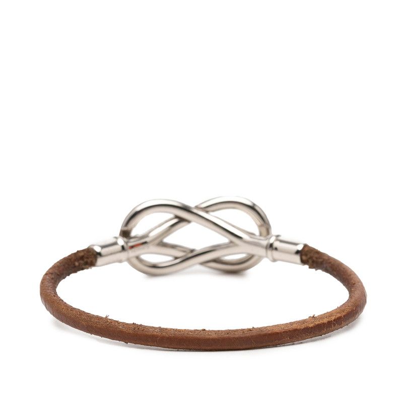 Hermes Atame Bracelet Brown Silver Metal Leather — view 3