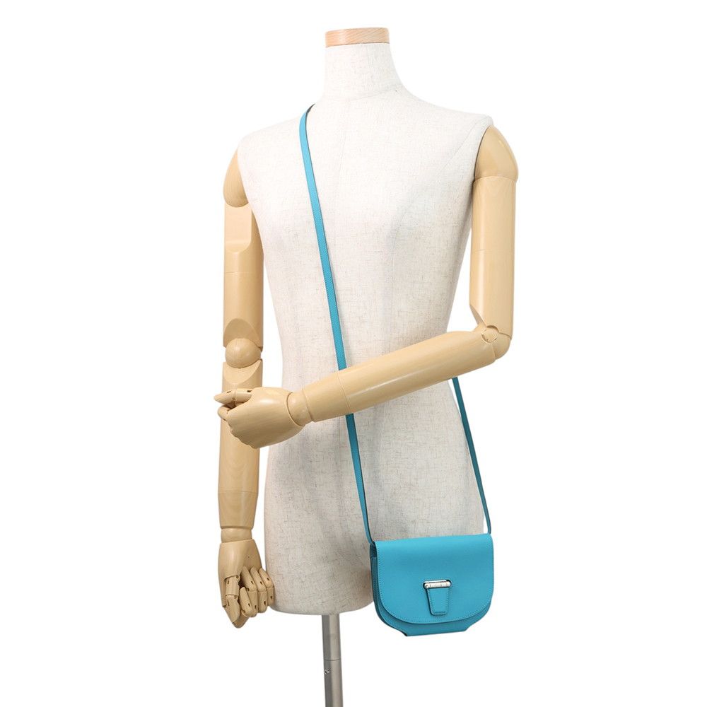 Hermes Shoulder Wallet Mini Convoyeur Turquoise Silver Swift — view 4