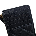 Chanel Card Case Coin Classic Zip Fragment Quilted Caviar Leather CC Logo Black — view 6