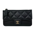 Chanel Card Case Coin Classic Zip Fragment Quilted Caviar Leather CC Logo Black