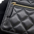 Chanel Chain Wallet Quilted Camellia Ribbon Lambskin Black — view 9