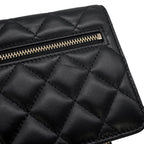 Chanel Chain Wallet Quilted Camellia Ribbon Lambskin Black — view 7