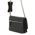 Chanel Chain Wallet Quilted Camellia Ribbon Lambskin Black — view 2
