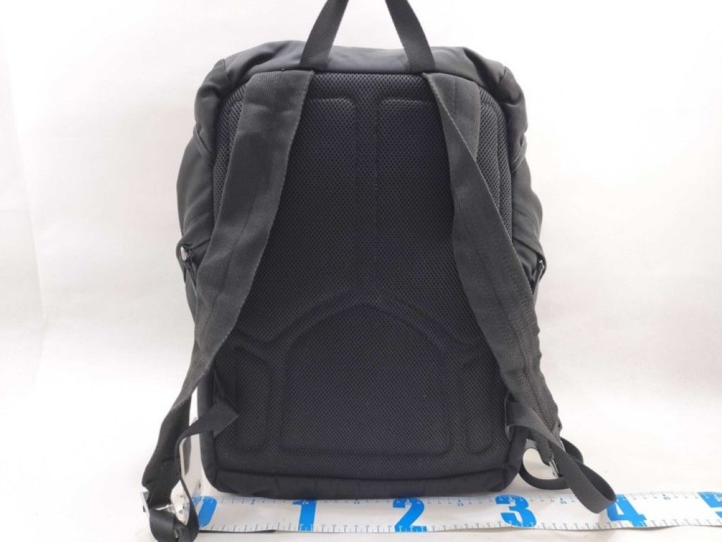 Prada Backpack Triangle Logo Black Nylon White Tag Silver — view 2