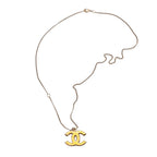 Chanel Necklace CC Logo Orange Double Face Gold