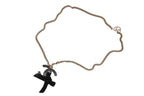 Chanel CC Logo Ribbon Necklace Metal Black Gold