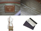 Prada Logo Jacquard Shoulder Bag Beige Brown Cotton Canvas Gold — view 8