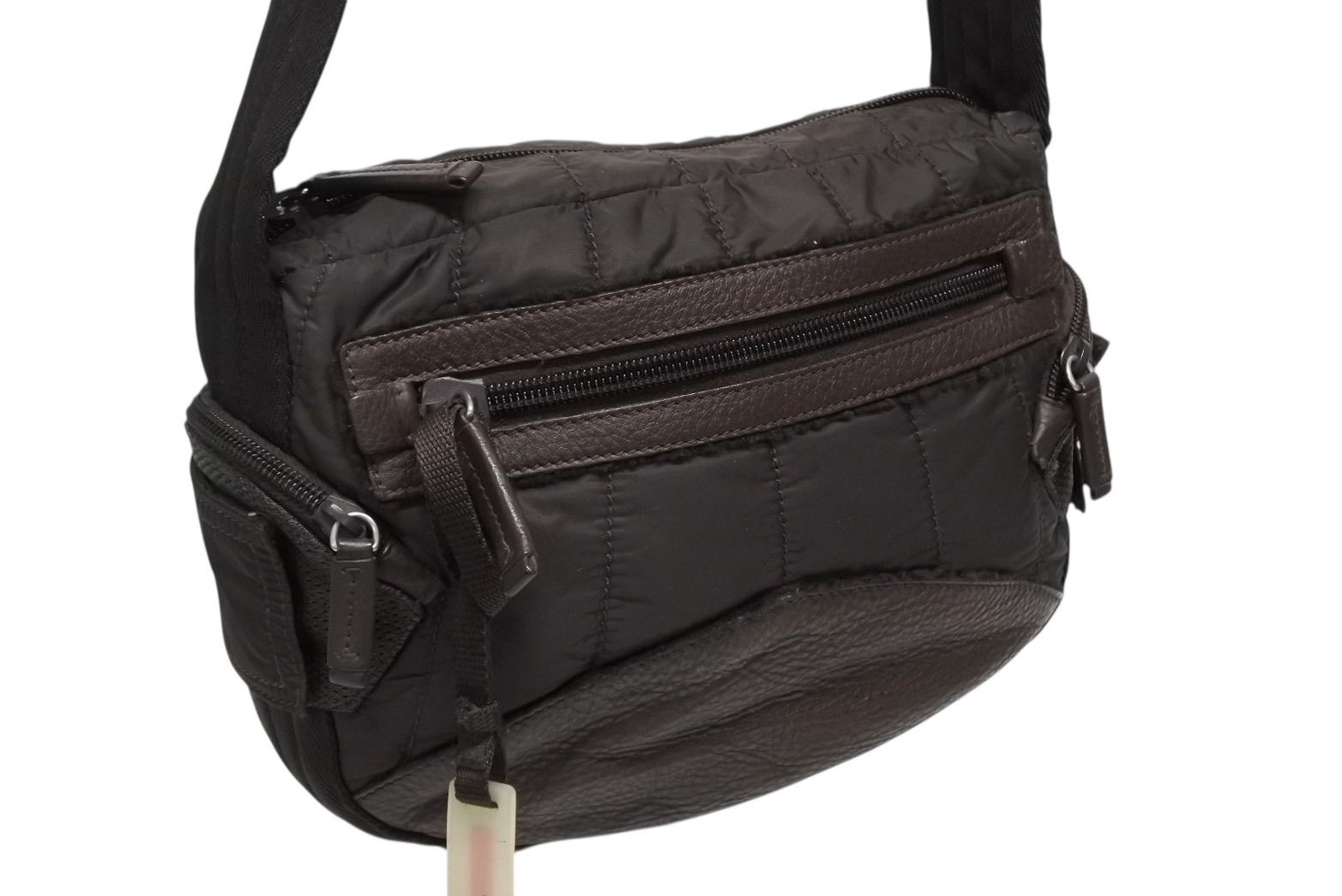 Prada Sports Handbag Brown Nylon Leather Silver — view 4
