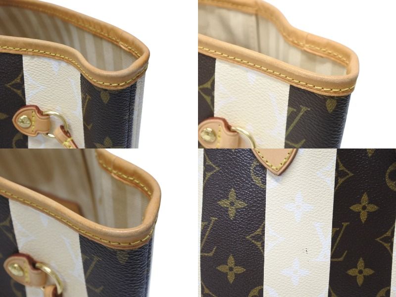 Louis Vuitton Tote Bag Rayures Neverfull MM Brown Monogram Canvas Leather — view 5