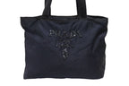 Prada Tote Bag Logo Sequin Nylon Navy — view 2