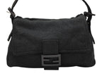 Fendi Mamma Baguette Bag Tote Cotton Metal Gray Black — view 2