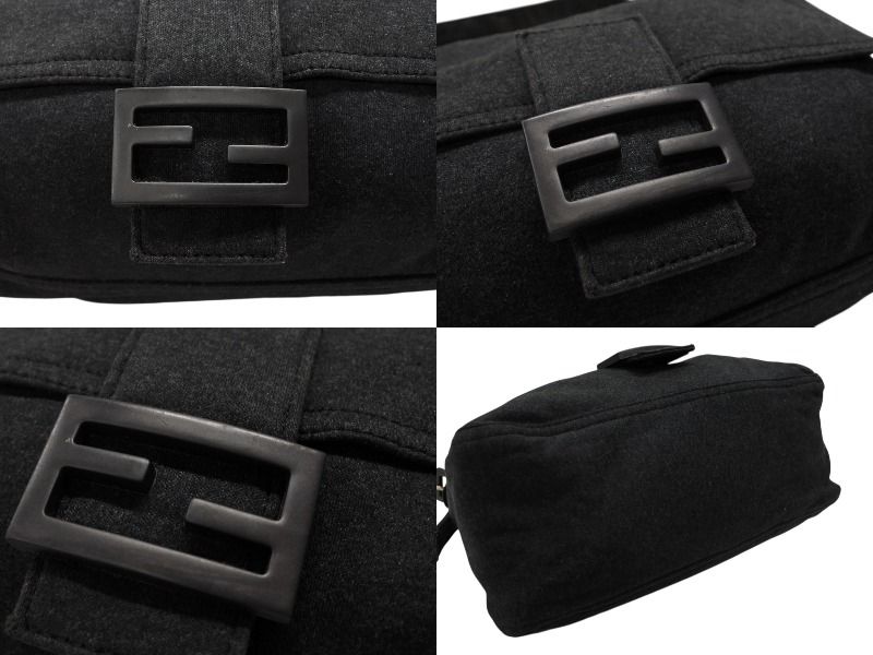 Fendi Mamma Baguette Bag Tote Cotton Metal Gray Black — view 8