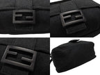 Fendi Mamma Baguette Bag Tote Cotton Metal Gray Black — view 8