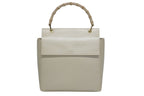 Gucci Bamboo Handbag Wood Handle Ivory Leather Suede Gold