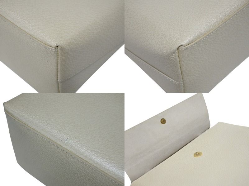 Gucci Bamboo Handbag Wood Handle Ivory Leather Suede Gold — view 8