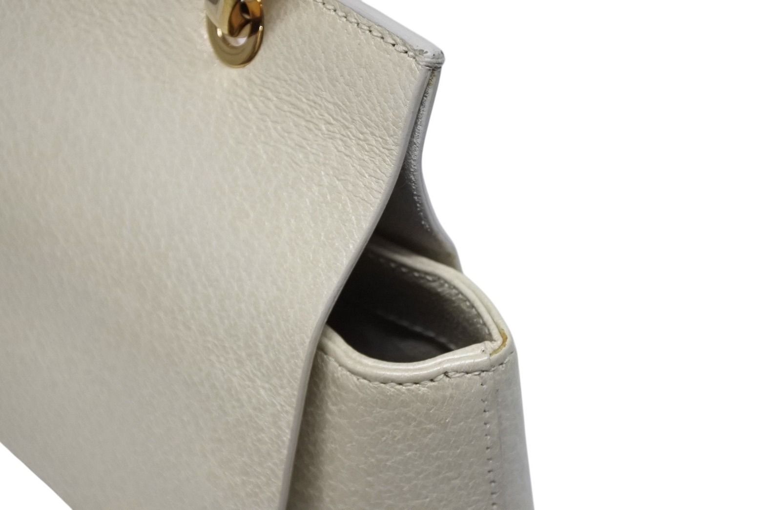 Gucci Bamboo Handbag Wood Handle Ivory Leather Suede Gold — view 4