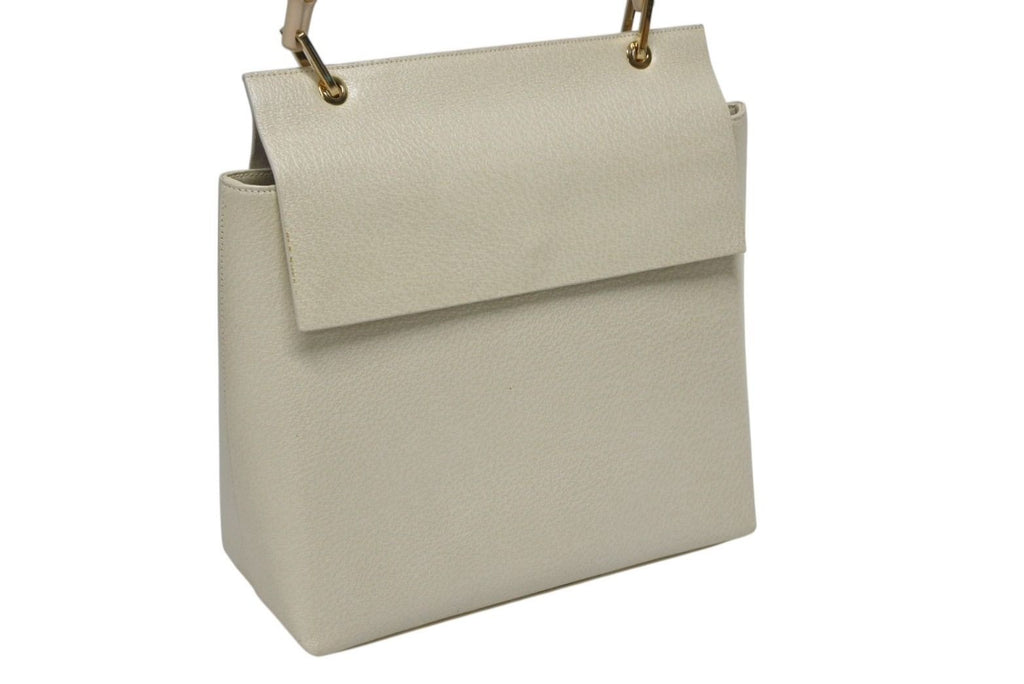 Gucci Bamboo Handbag Wood Handle Ivory Leather Suede Gold — view 3