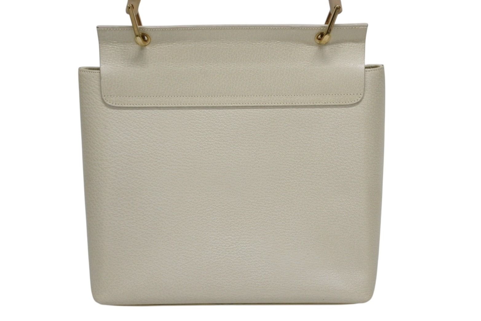 Gucci Bamboo Handbag Wood Handle Ivory Leather Suede Gold — view 2