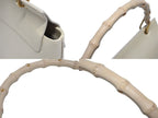 Gucci Bamboo Handbag Wood Handle Ivory Leather Suede Gold — view 6