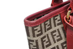 Fendi Zucchino Tote Bag Leather Canvas Beige Red Gold — view 5