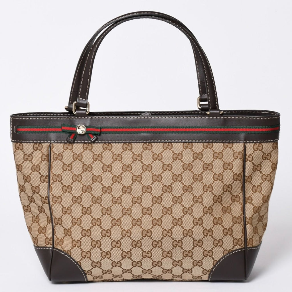 Gucci Tote Bag GG Canvas Sherry Line Brown Beige Gold