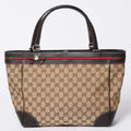 Gucci Tote Bag GG Canvas Sherry Line Brown Beige Gold