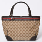 Gucci Tote Bag GG Canvas Sherry Line Brown Beige Gold