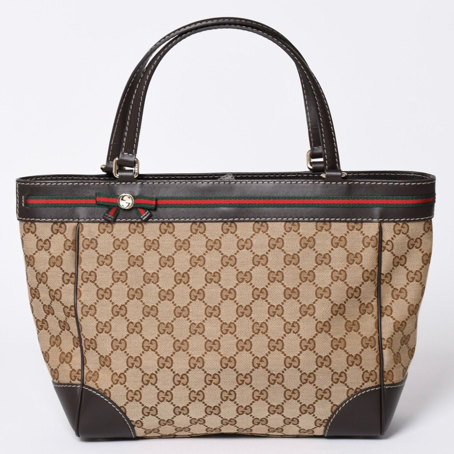 Gucci Tote Bag GG Canvas Sherry Line Brown Beige Gold