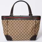 Gucci Tote Bag GG Canvas Sherry Line Brown Beige Gold — view 2