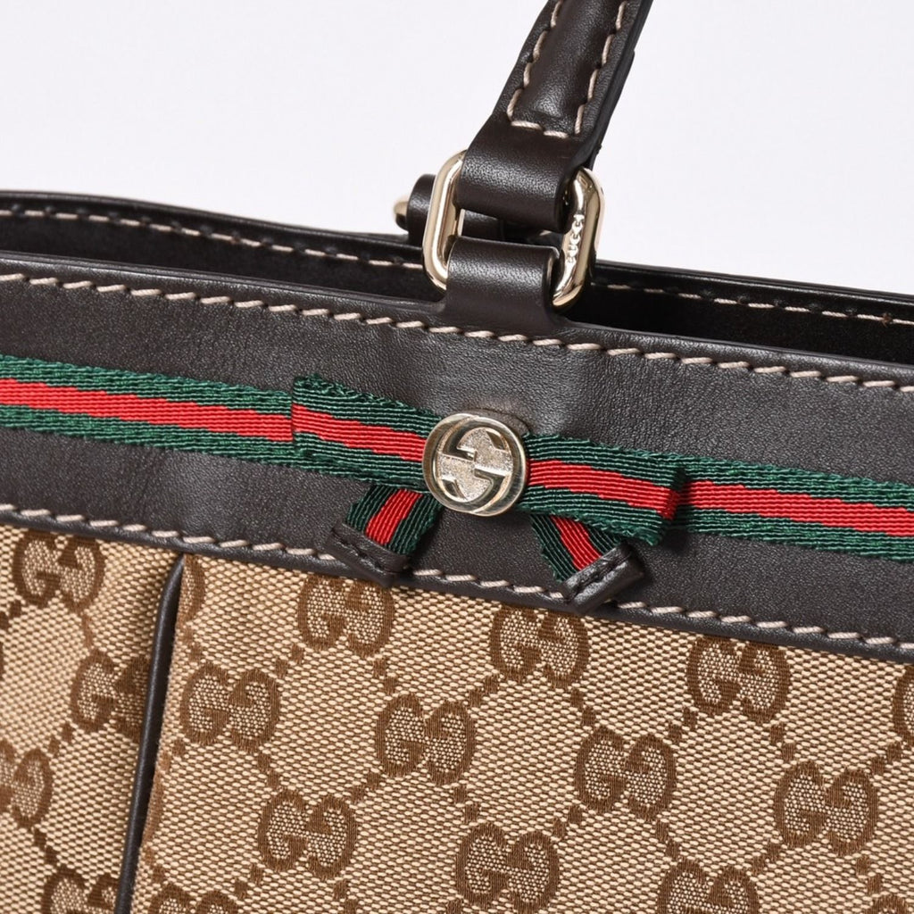 Gucci Tote Bag GG Canvas Sherry Line Brown Beige Gold — view 5