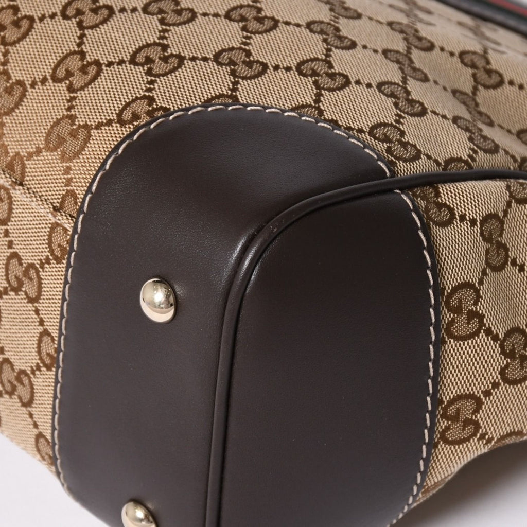 Gucci Tote Bag GG Canvas Sherry Line Brown Beige Gold — view 8