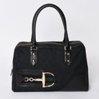 Gucci Sherry Line Horsebit Tote Bag Leather GG Canvas