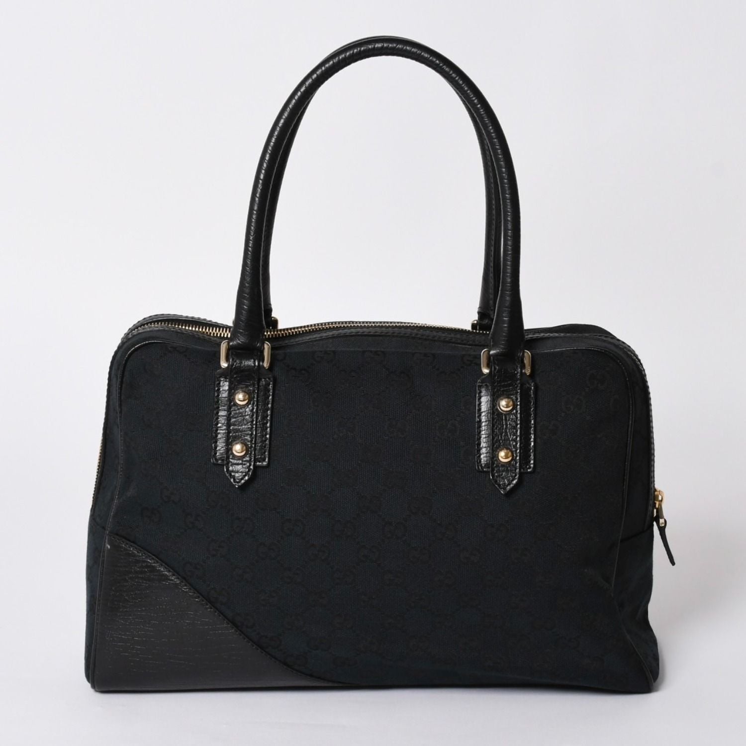 Gucci Sherry Line Horsebit Tote Bag Leather GG Canvas — view 2