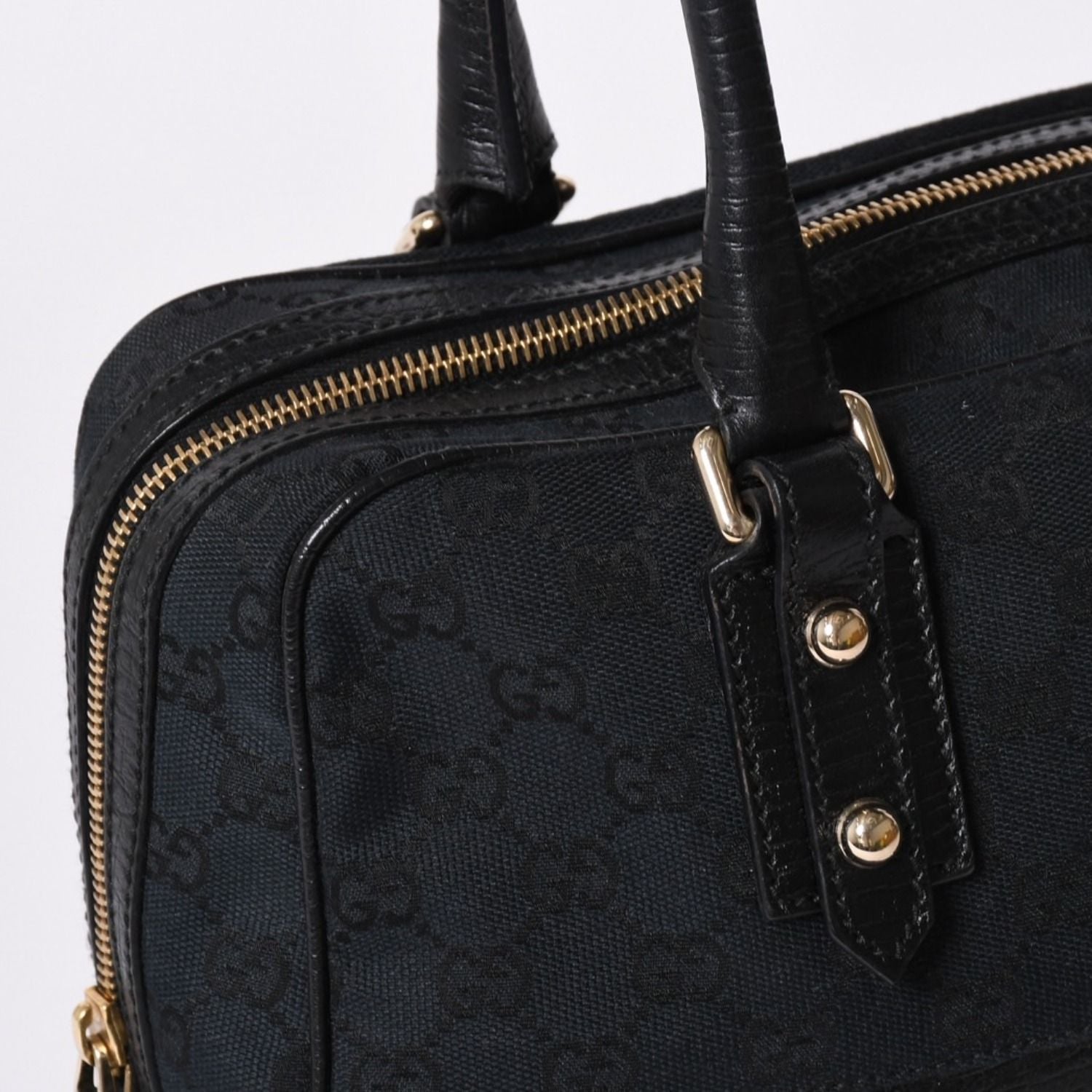 Gucci Sherry Line Horsebit Tote Bag Leather GG Canvas — view 5