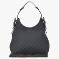 Gucci Hobo Handbag GG Canvas Leather Black Gold