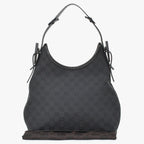 Gucci Hobo Handbag GG Canvas Leather Black Gold