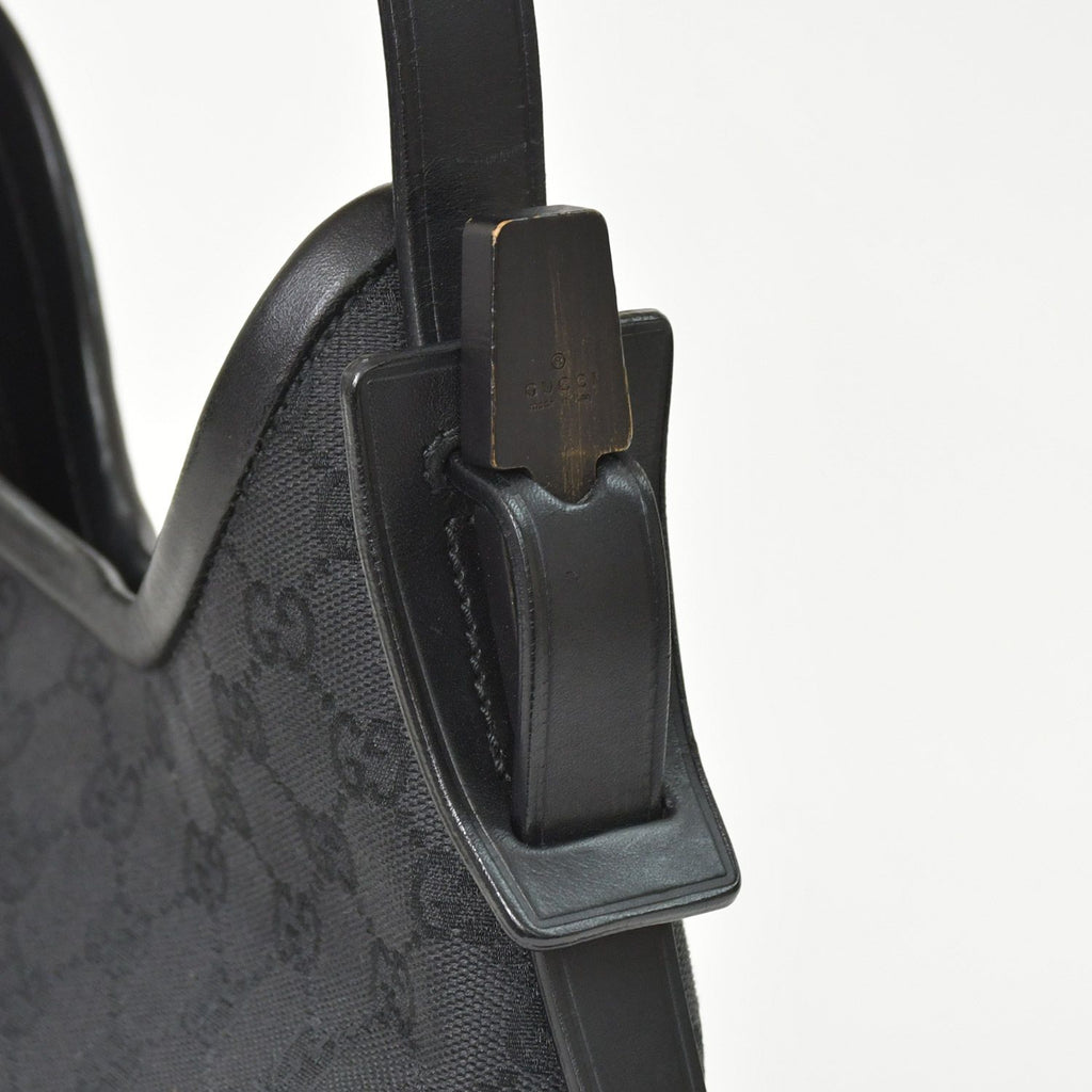 Gucci Hobo Handbag GG Canvas Leather Black Gold — view 5