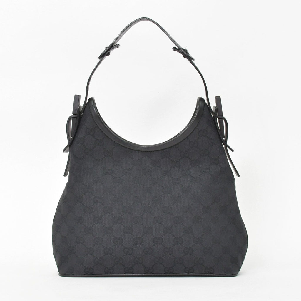 Gucci Hobo Handbag GG Canvas Leather Black Gold — view 3