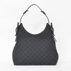 Gucci Hobo Handbag GG Canvas Leather Black Gold — view 3